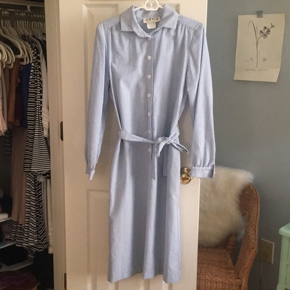Vintage Orvis striped midi shirt dress